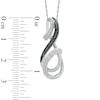 Thumbnail Image 2 of Enhanced Black and White Diamond Accent Beaded Infinity Ribbon Pendant in Sterling Silver