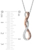 Thumbnail Image 1 of 0.16 CT. T.W. Champagne and White Diamond Cascading Infinity Pendant in Sterling Silver and 10K Rose Gold