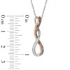 Thumbnail Image 1 of 0.16 CT. T.W. Champagne and White Diamond Cascading Infinity Pendant in Sterling Silver and 10K Rose Gold