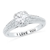 Thumbnail Image 1 of 6.5mm Lab-Created White Sapphire and 1/5 CT. T.W. Diamond Promise Ring in 10K White Gold (10 Characters)