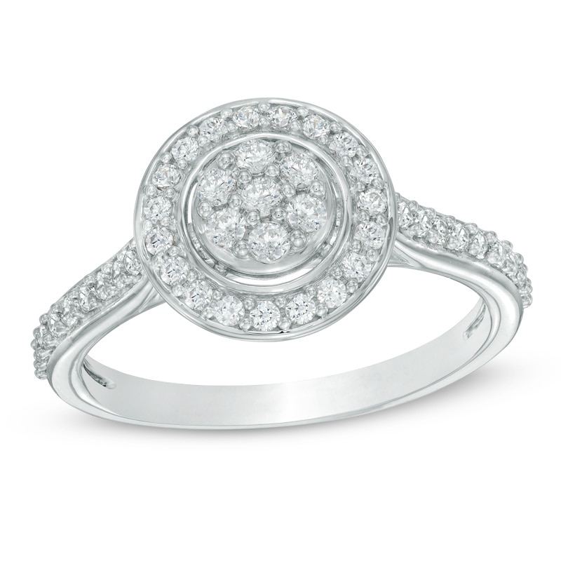 0.50 CT. T.W. Composite Diamond Frame Engagement Ring in 10K White Gold|Peoples Jewellers