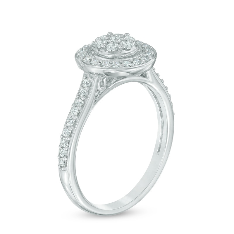 0.50 CT. T.W. Composite Diamond Frame Engagement Ring in 10K White Gold|Peoples Jewellers