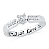 Thumbnail Image 1 of 4.0mm Princess-Cut Lab-Created White Sapphire and Diamond Accent Promise Ring in 10K White Gold (1 Line)