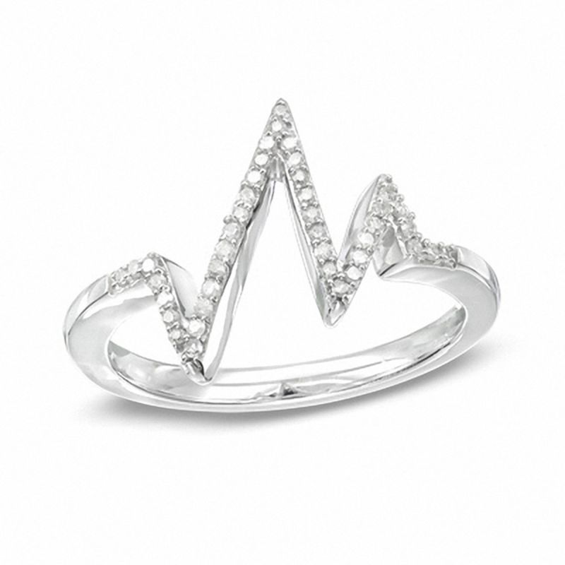 0.15 CT. T. W. Diamond Heartbeat Ring in Sterling Silver