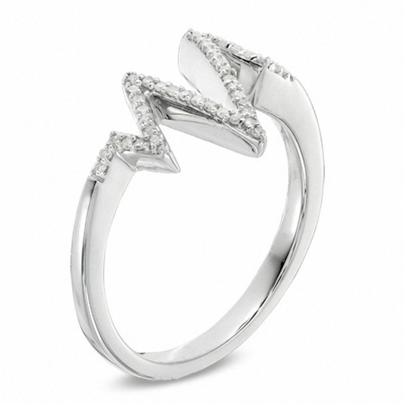 0.15 CT. T. W. Diamond Heartbeat Ring in Sterling Silver