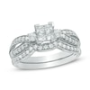 0.75 CT. T.W. Quad Princess-Cut Diamond Bridal Set in 14K White Gold