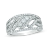 Thumbnail Image 1 of 0.70 CT. T.W. Diamond Three Stone Wave Ring in 10K White Gold