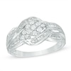 Thumbnail Image 1 of 0.45 CT. T.W. Diamond Three Stone Cluster Ring in 10K White Gold