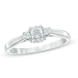 0.23 CT. T.W. Diamond Three Stone Engagement Ring in 10K White Gold