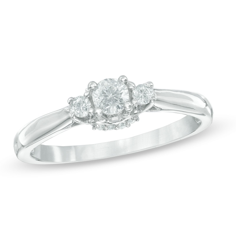 0.23 CT. T.W. Diamond Three Stone Engagement Ring in 10K White Gold|Peoples Jewellers