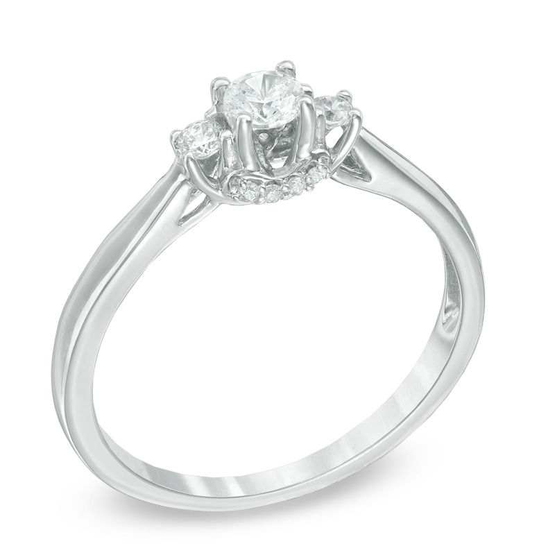0.23 CT. T.W. Diamond Three Stone Engagement Ring in 10K White Gold