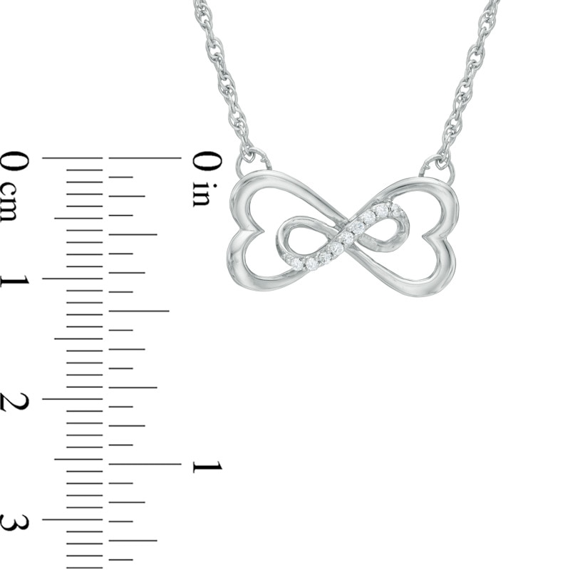 Diamond Accent Sideways Heart-Shaped Infinity Necklace in 10K White Gold