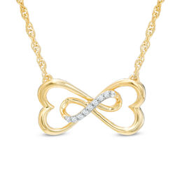 Diamond Accent Sideways Heart-Shaped Infinity Necklace in 10K Gold