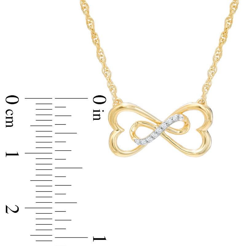 Diamond Accent Sideways Heart-Shaped Infinity Necklace in 10K Gold