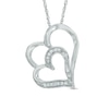 Thumbnail Image 0 of Diamond Accent Tilted Double Heart Pendant in 10K White Gold