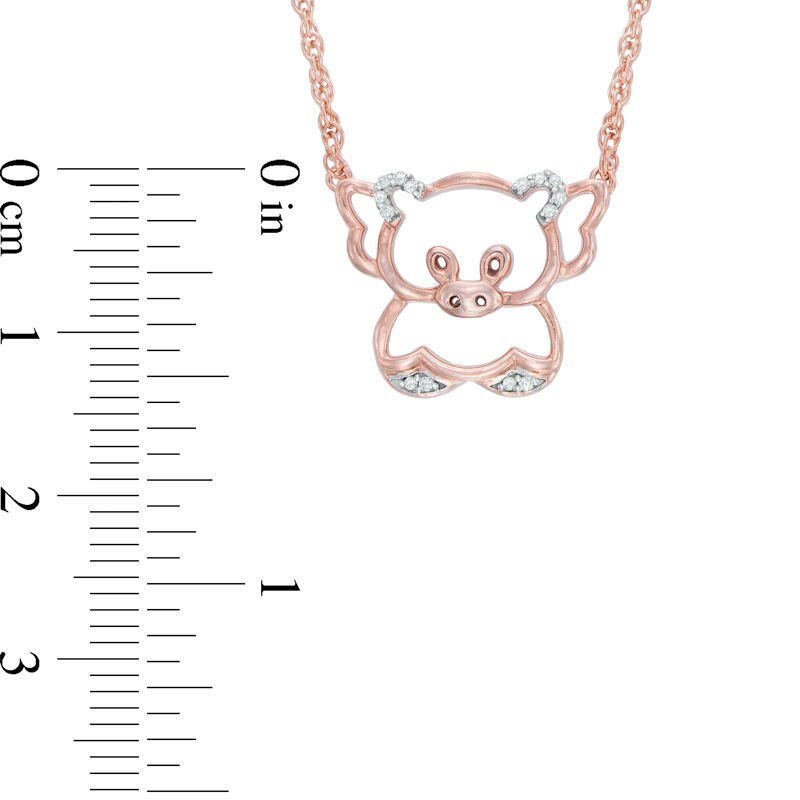 Diamond Accent Pig with Wings Necklace in 10K Rose Gold