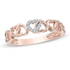 Thumbnail Image 0 of Diamond Accent Alternating Hearts Ring in 10K Rose Gold