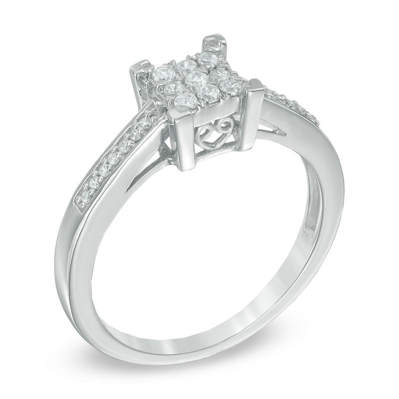 Square diamond sales promise rings