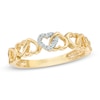 Diamond Accent Alternating Hearts Ring in 10K Gold