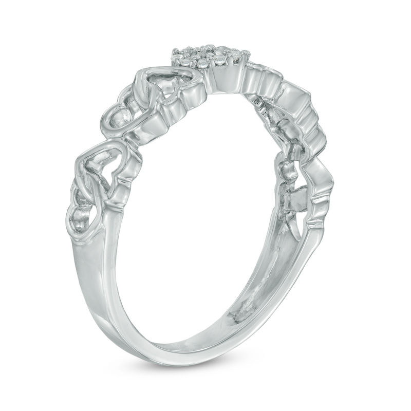 Diamond Accent Alternating Hearts Ring 10K White Gold
