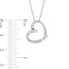 Thumbnail Image 1 of Diamond Accent Three Stone Tilted Heart Pendant in Sterling Silver