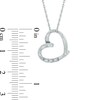 Thumbnail Image 1 of Diamond Accent Three Stone Tilted Heart Pendant in Sterling Silver