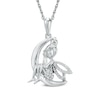 Thumbnail Image 0 of 0.07 CT. T.W. Diamond Fairy on Crescent Moon Pendant in Sterling Silver