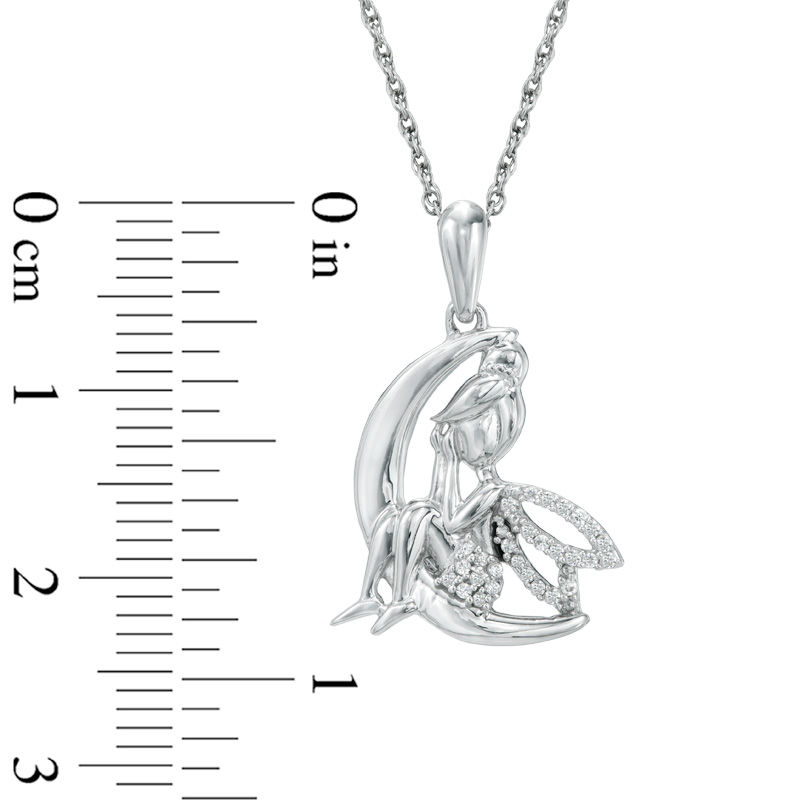 0.07 CT. T.W. Diamond Fairy on Crescent Moon Pendant in Sterling Silver