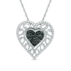 Thumbnail Image 0 of 0.23 CT. T.W. Enhanced Black and White Diamond Scroll Heart Pendant in Sterling Silver