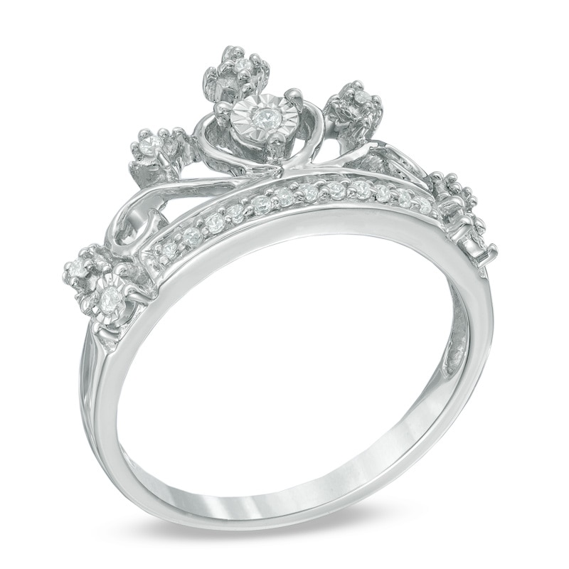 Main Image 2 of 0.11 CT. T.W. Diamond Tiara Ring in Sterling Silver