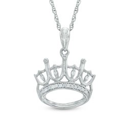 0.07 CT. T.W. Diamond Crown Pendant in Sterling Silver