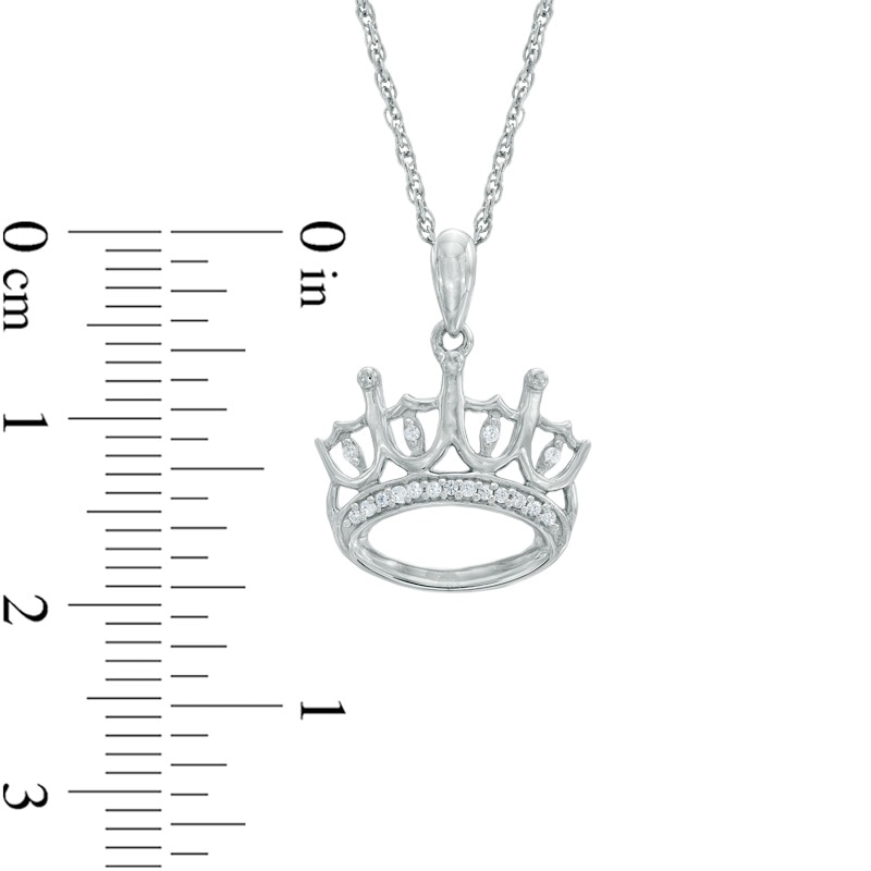 Main Image 2 of 0.07 CT. T.W. Diamond Crown Pendant in Sterling Silver