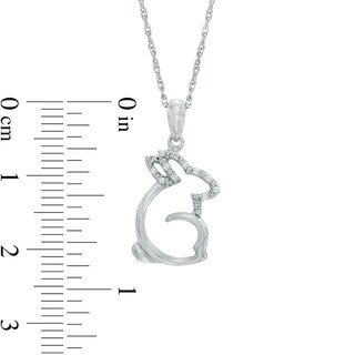 Diamond Accent Sitting Rabbit Pendant in Sterling Silver