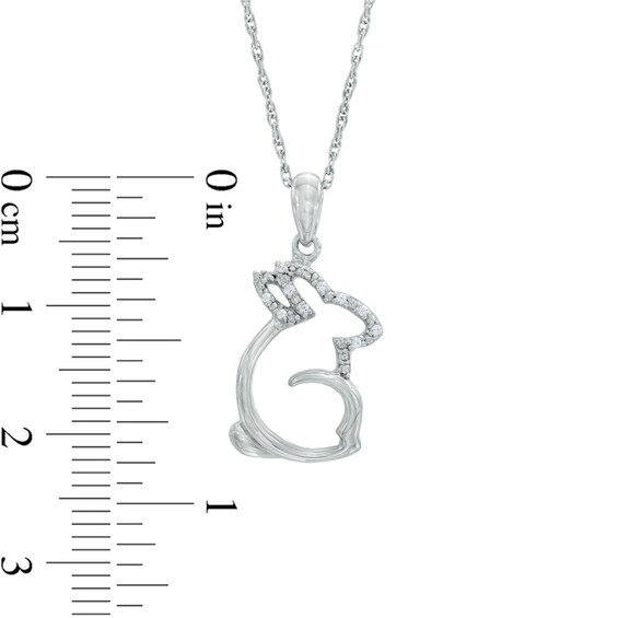 Diamond Accent Sitting Rabbit Pendant in Sterling Silver