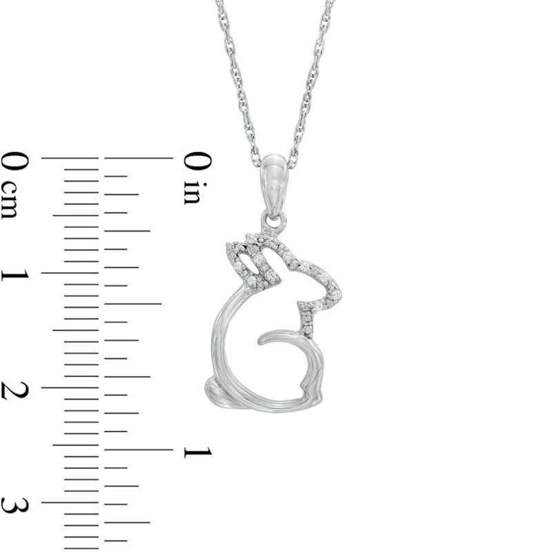 Diamond Accent Sitting Rabbit Pendant in Sterling Silver