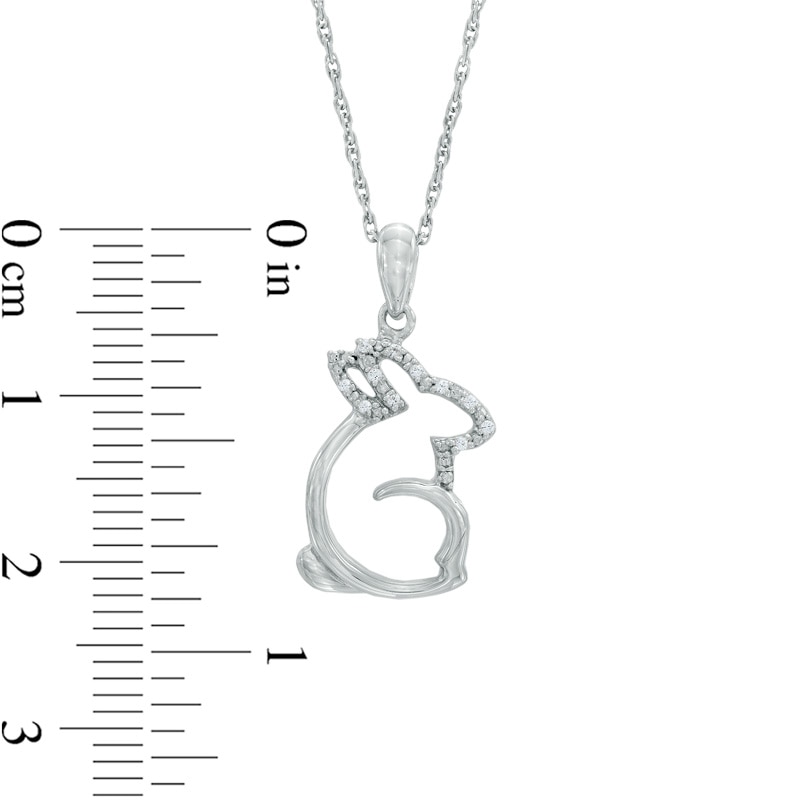 Diamond Accent Sitting Rabbit Pendant in Sterling Silver