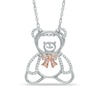 Thumbnail Image 1 of 0.18 CT. T.W. Diamond Teddy Bear with Bow Pendant in Sterling Silver and 10K Rose Gold