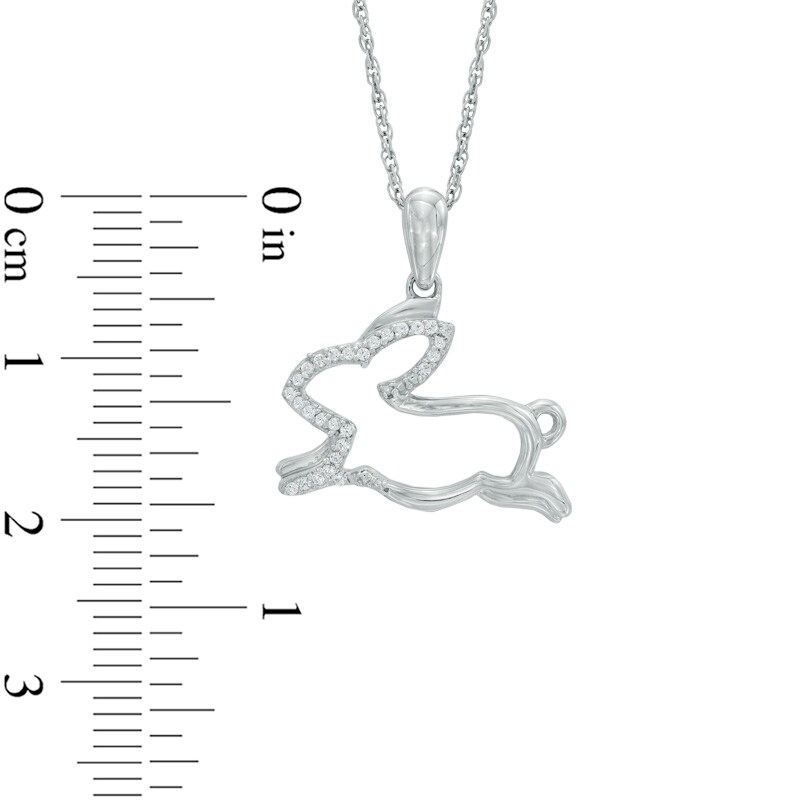 0.07 CT. T.W. Diamond Running Rabbit Pendant in Sterling Silver