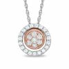 Thumbnail Image 0 of 0.30 CT. T.W. Diamond Frame Cluster Pendant in Sterling Silver and 10K Rose Gold
