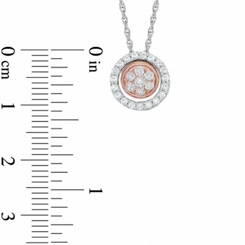 0.30 CT. T.W. Diamond Frame Cluster Pendant in Sterling Silver and 10K Rose Gold