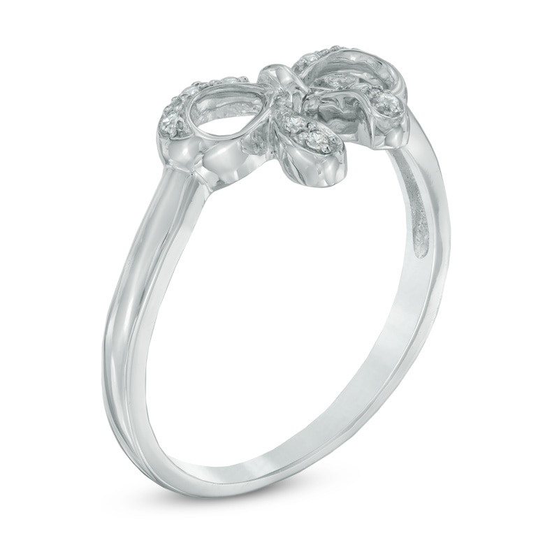 Main Image 2 of 0.04 CT. T.W. Diamond Bow Ring in Sterling Silver