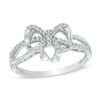 Thumbnail Image 1 of 0.18 CT. T.W. Diamond Bow Split Shank Ring in Sterling Silver