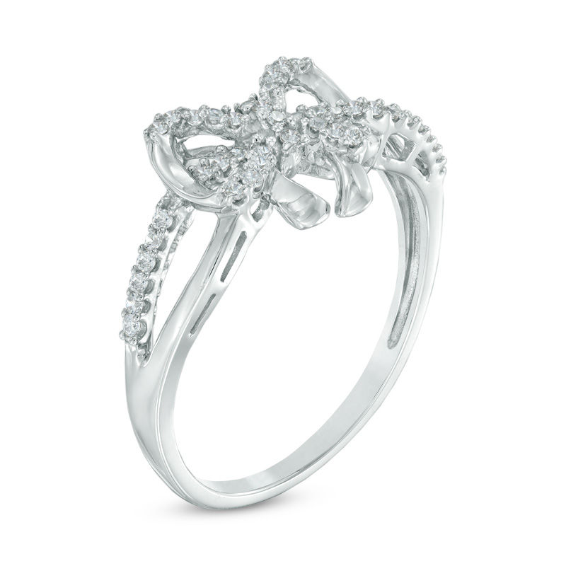 0.18 CT. T.W. Diamond Bow Split Shank Ring Sterling Silver