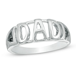 Men's Black Diamond Accent &quot;DAD&quot; Ring in 10K White Gold