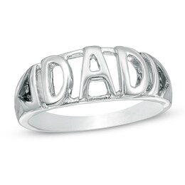 Black Diamond Accent "DAD" Ring in 10K White Gold