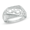 Men's Diamond Accent "DAD" Slant Nugget Ring in 10K White Gold