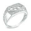 Thumbnail Image 1 of Men's Diamond Accent "DAD" Slant Nugget Ring in 10K White Gold