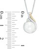 Thumbnail Image 2 of 7.0-8.0mm Freshwater Cultured Pearl and Diamond Accent Pendant and Drop Earrings Set in Sterling Silver and 14K Gold