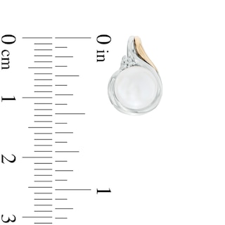 7.0-8.0mm Freshwater Cultured Pearl and Diamond Accent Pendant and Drop Earrings Set in Sterling Silver and 14K Gold