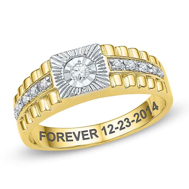Men's 1/6 CT. T.W. Diamond Wedding Band in 10K Two-Tone Gold (18 Characters)|Peoples Jewellers